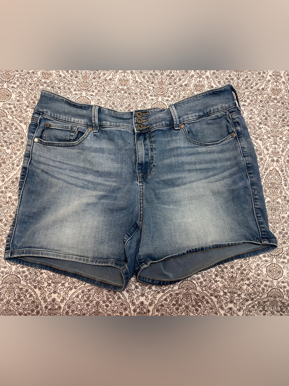 torrid Light Blue High-Rise Denim Shorts